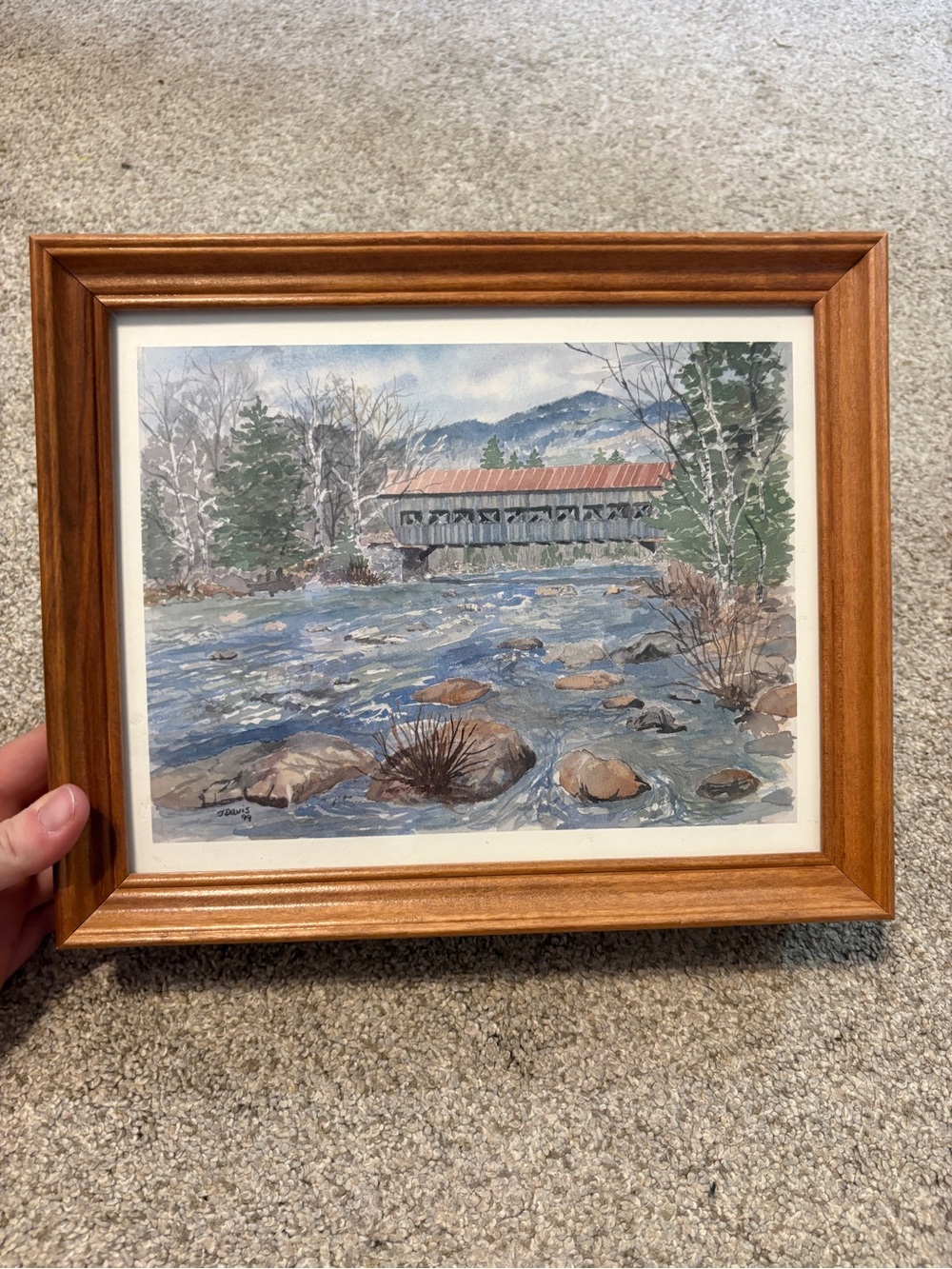 Key Holder Hidden In Framed Nature Covered Bridge Hooks for Keys